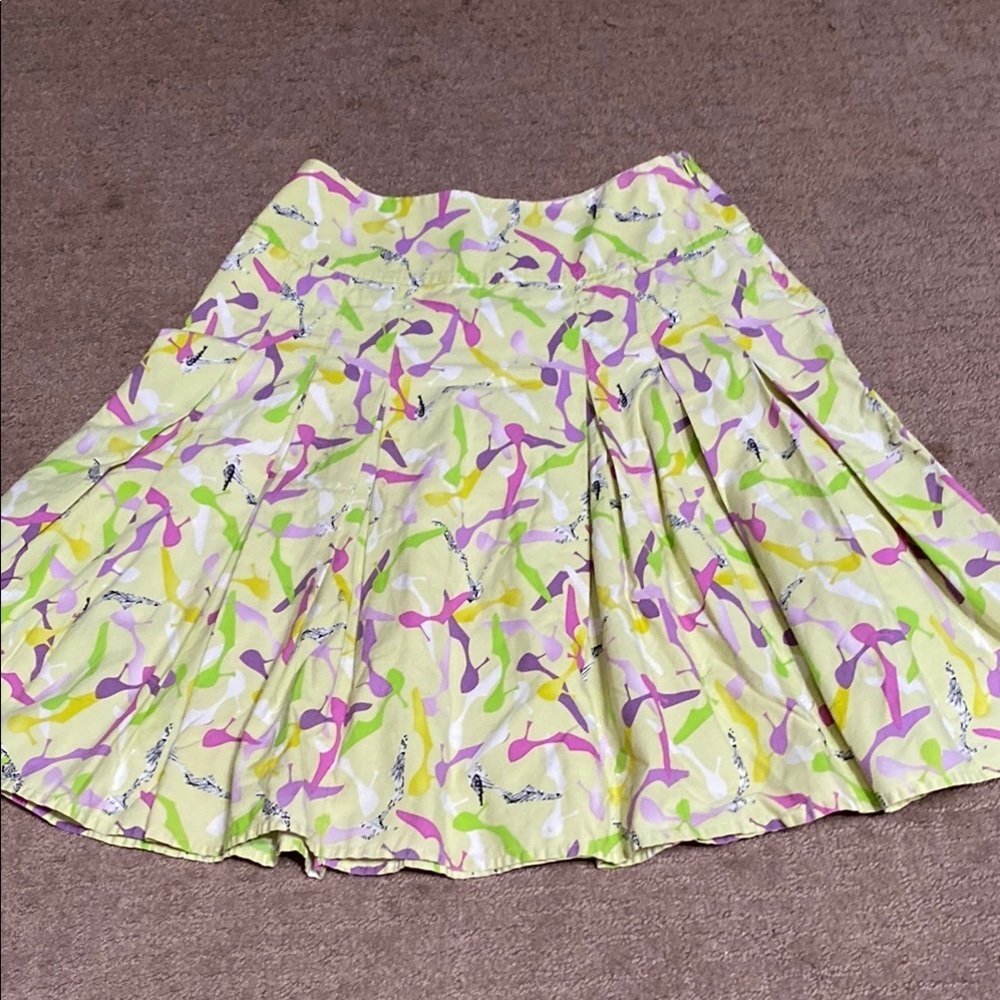 Green & Purples Pleated Skater Skirt Knee-Length Size 6 Hippie Boho Fairycore